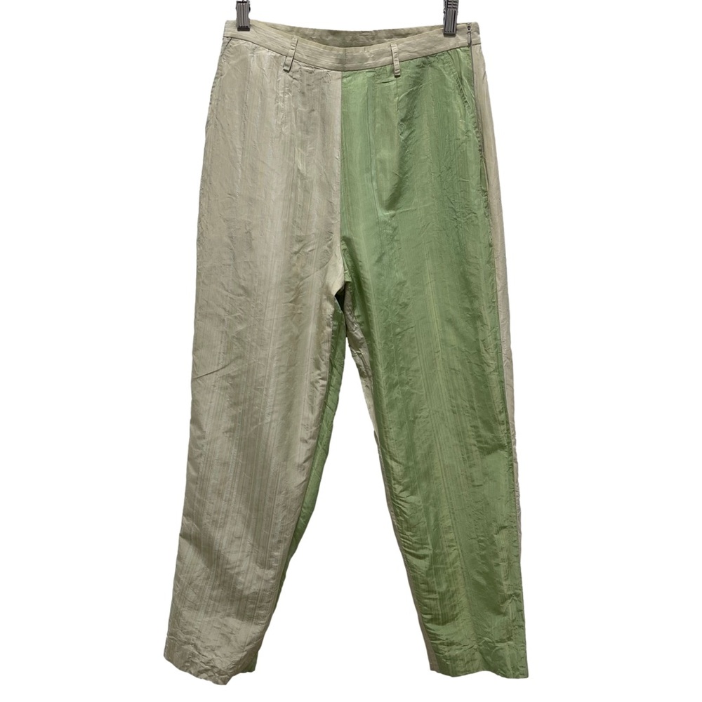 Chelsea Mak Joan Silk Green Beige Pant Size Small